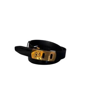 Salvatore Ferragamo Black Patent Leather Belt Gold Gancini Buckle Small/Medium